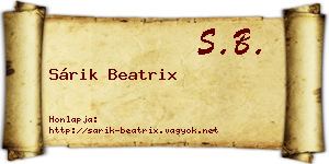 Sárik Beatrix névjegykártya
