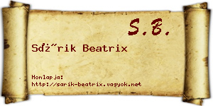 Sárik Beatrix névjegykártya